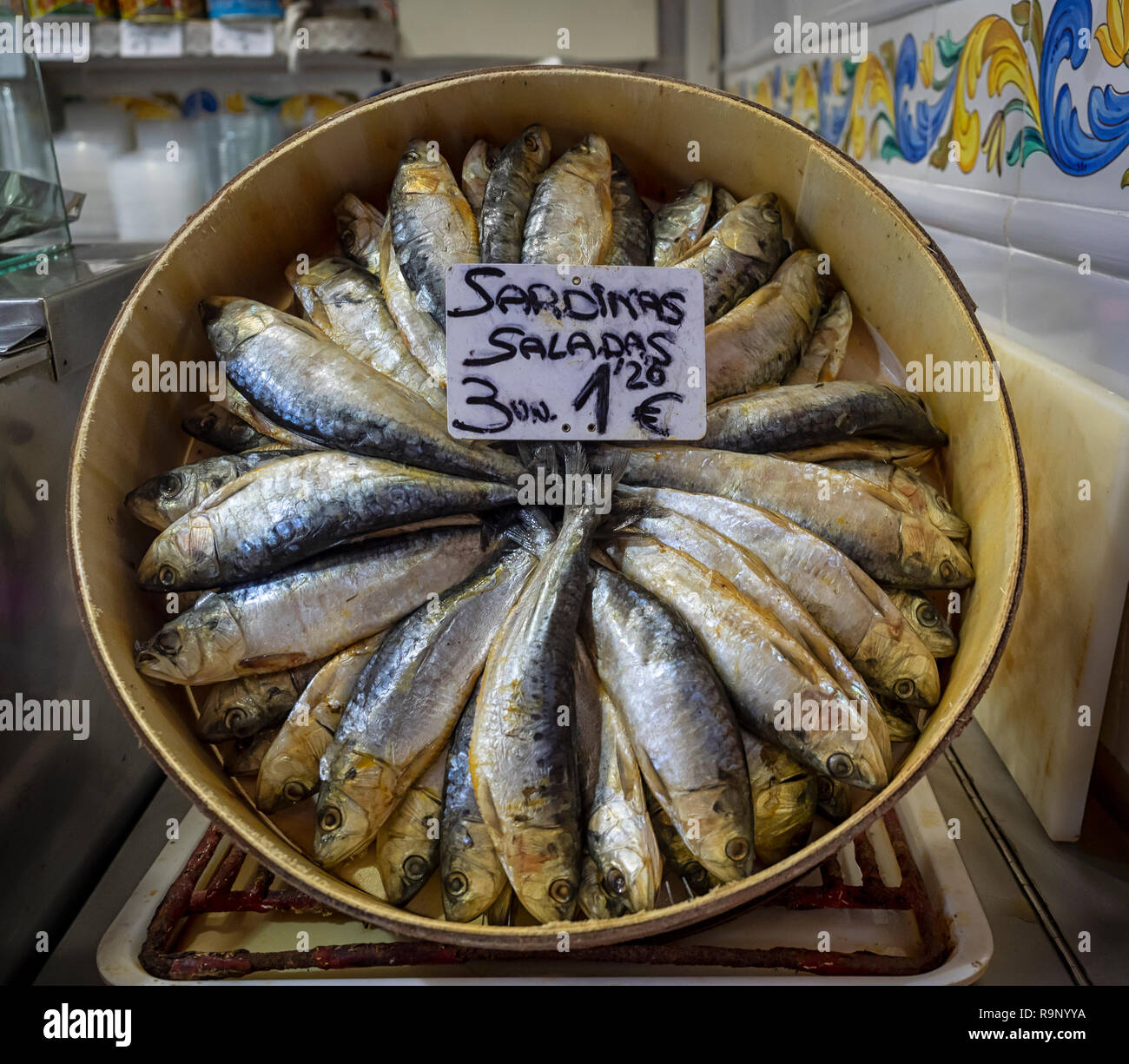 Sardines (Sardinas) in Spanish Market Stock Photo Alamy