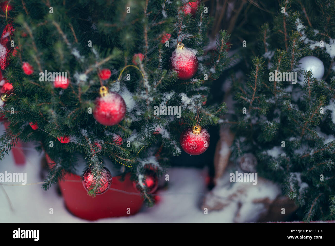 Christmas tree background golden toy Stock Photo - Alamy