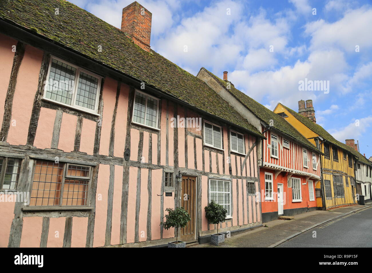 Half-timbered houses in Water Street, Lavenham, Babergh district ...