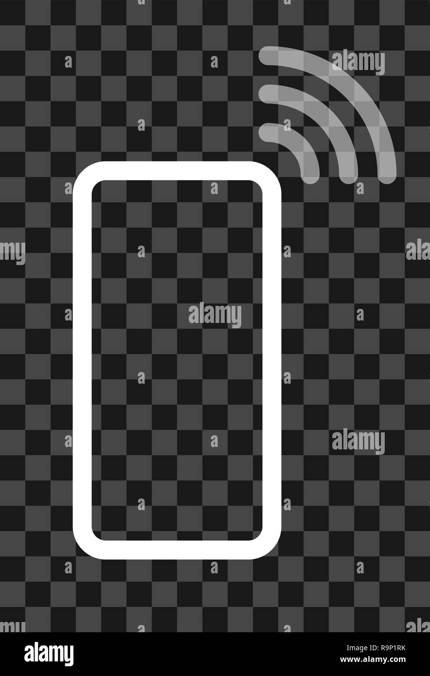 Smartphone with waves symbol icon - white transparent simple flat ...