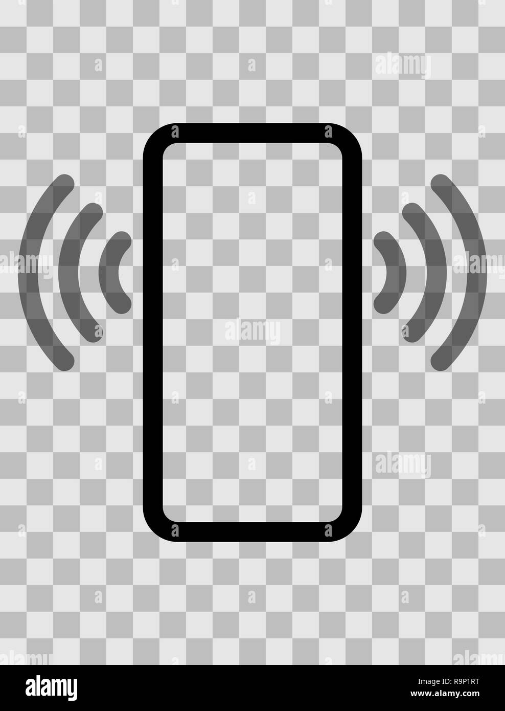 Smartphone with waves symbol icon - black transparent simple flat ...