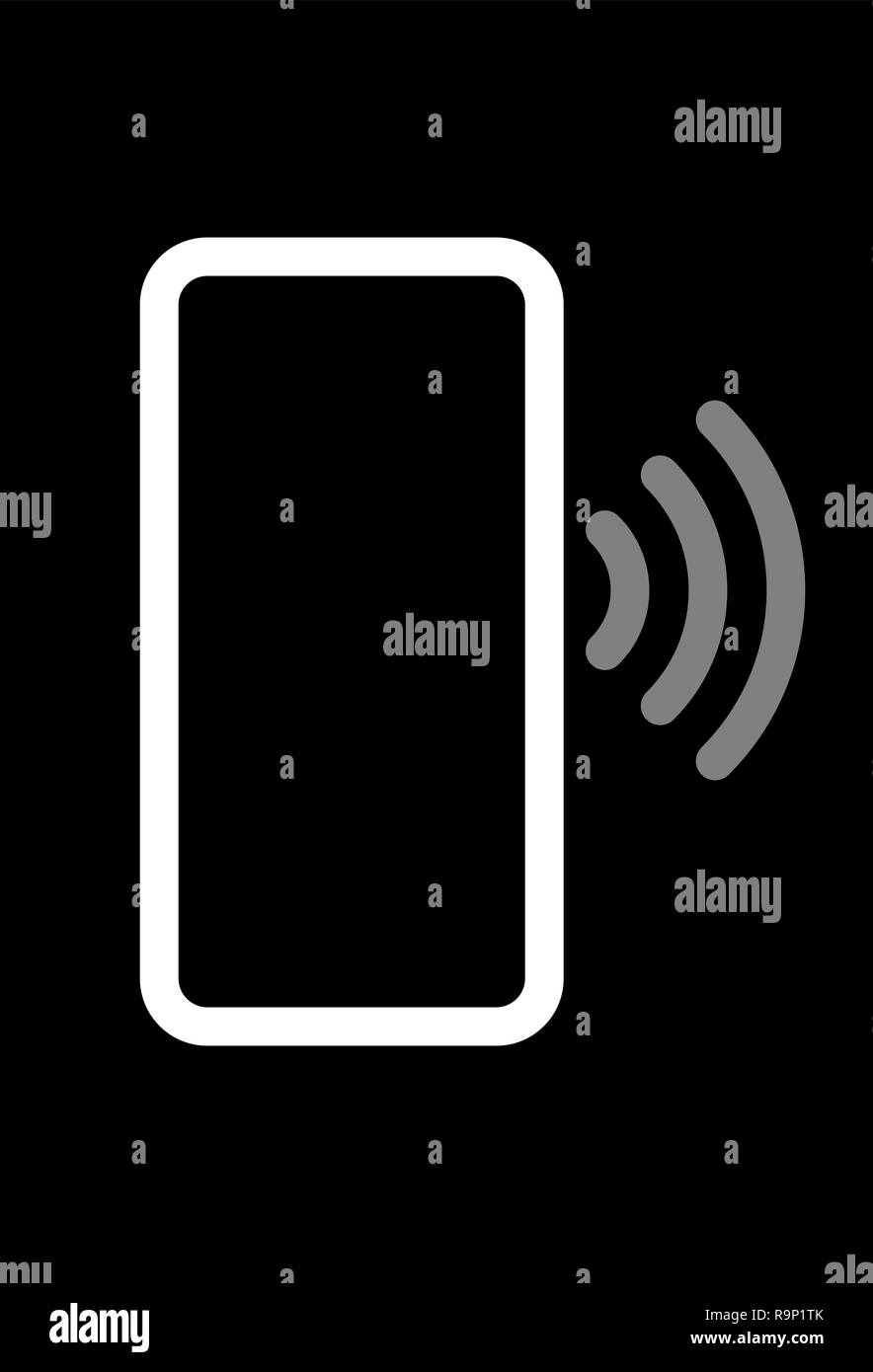 Smartphone with waves symbol icon - white gray simple flat - vector ...