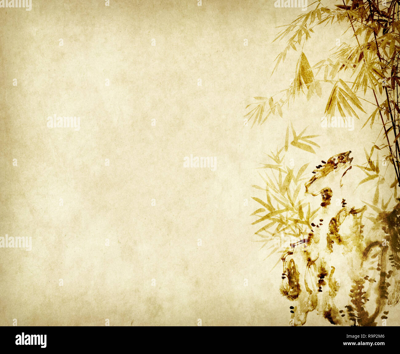 bamboo of Traditional chinese painting on old Paper Background Stock Photo  - Alamy