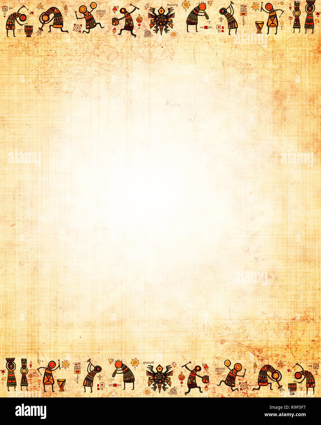African Background Paper Grunge background with African ethnic patterns and paper texture of ...