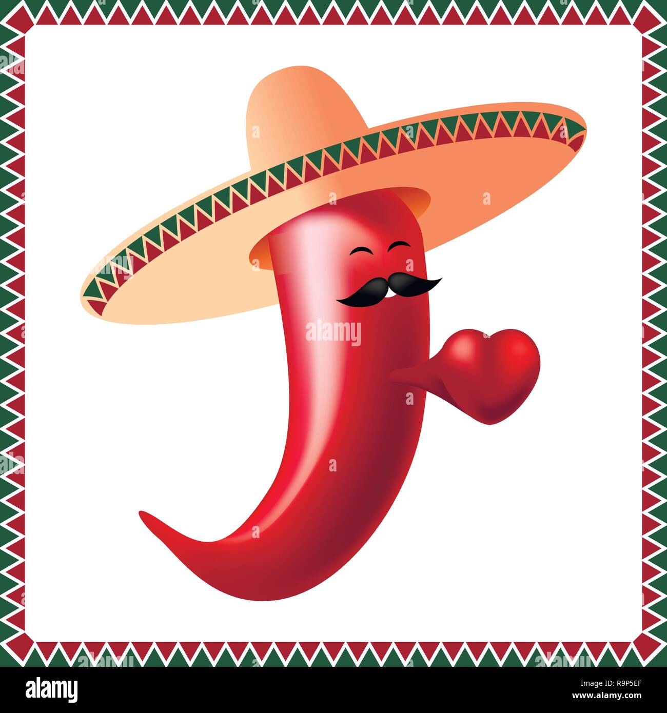 Valentines Day. Chili pepper - Mexican with a mustache and in a ...
