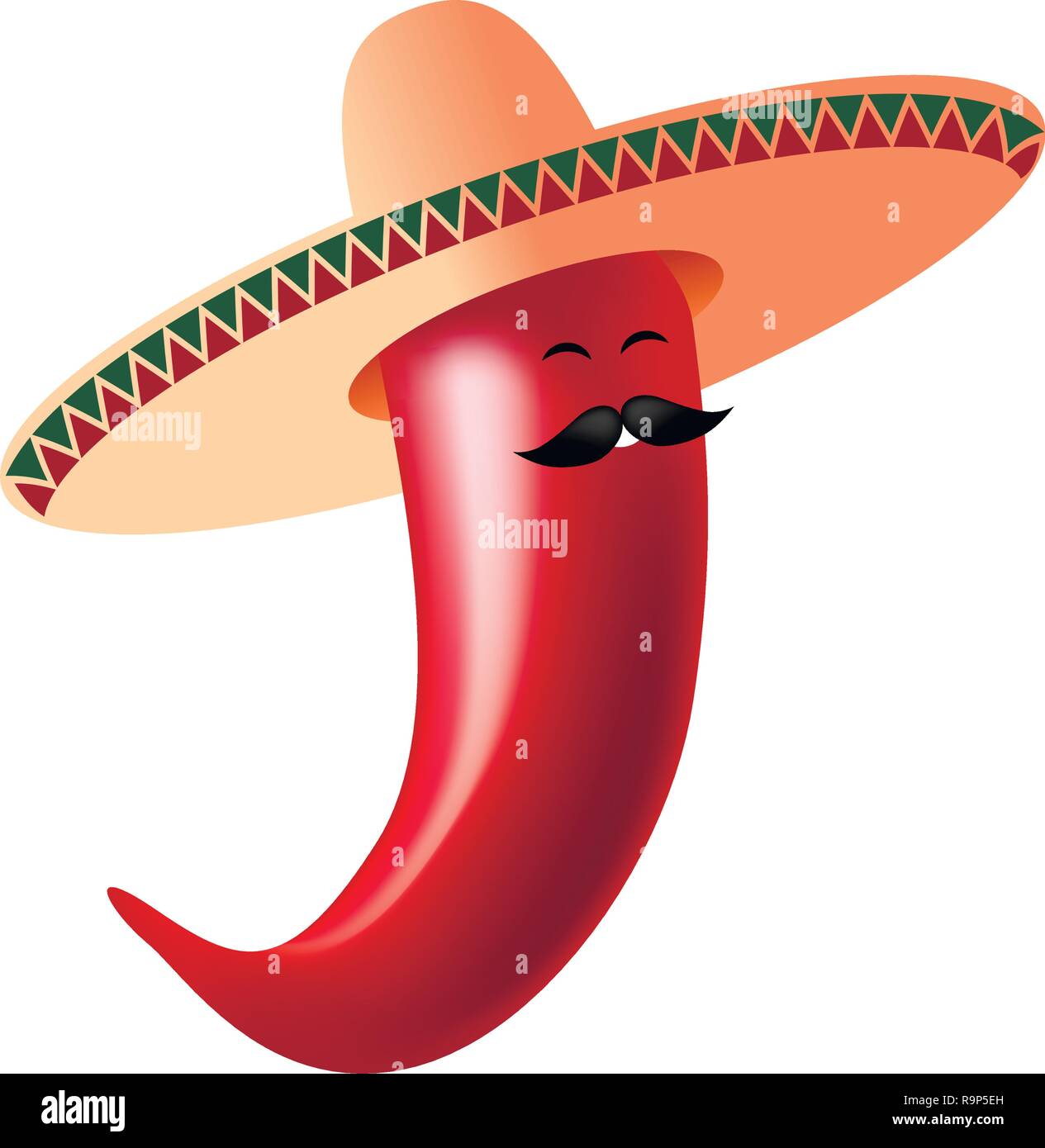 Chili pepper - Mexican with a mustache and in a sombrero Stock Vector ...