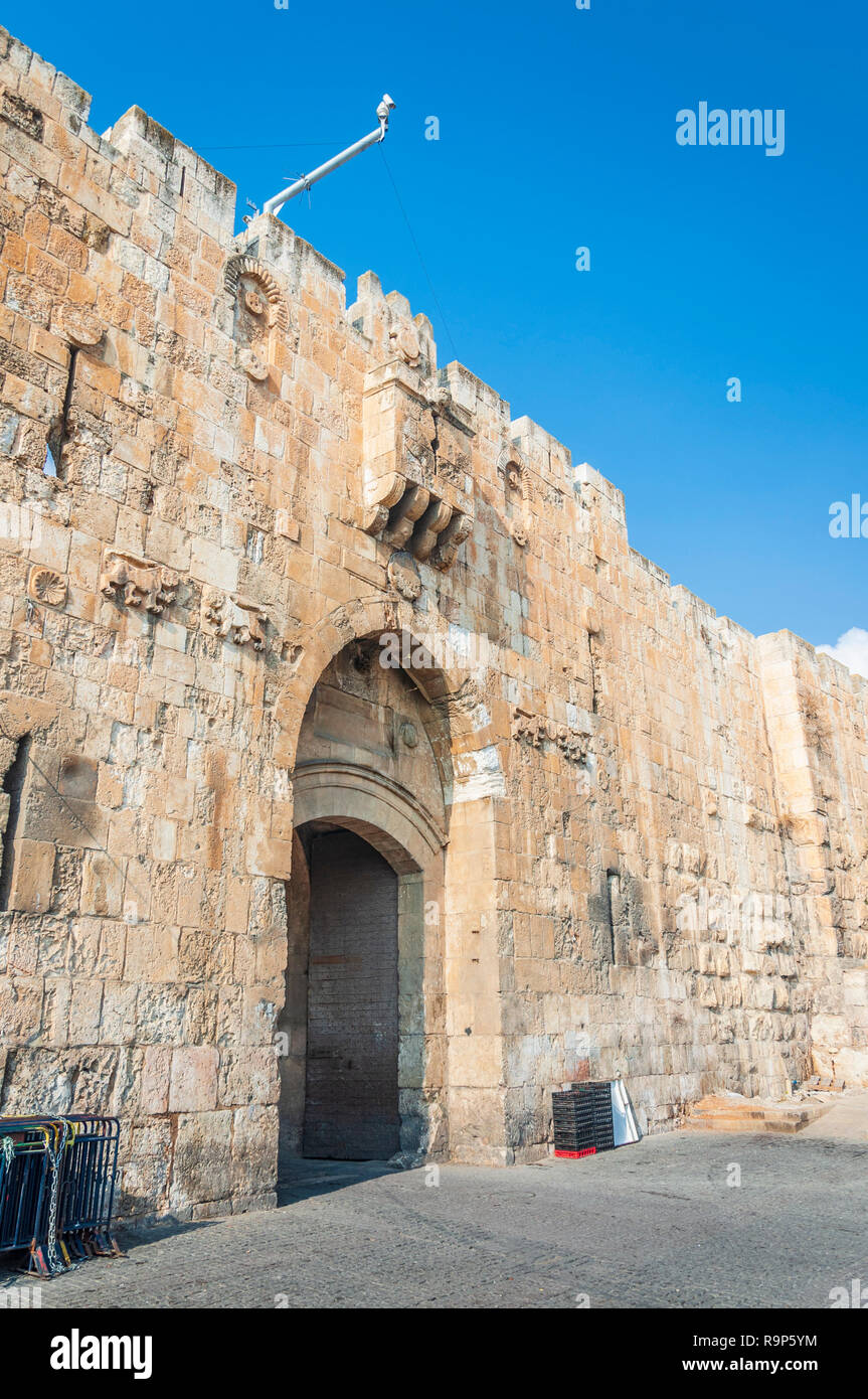 The Lions Gate is the start point of the Via Dolorosa, the last walk of Jesus from prison to crucifixion. Stock Photo