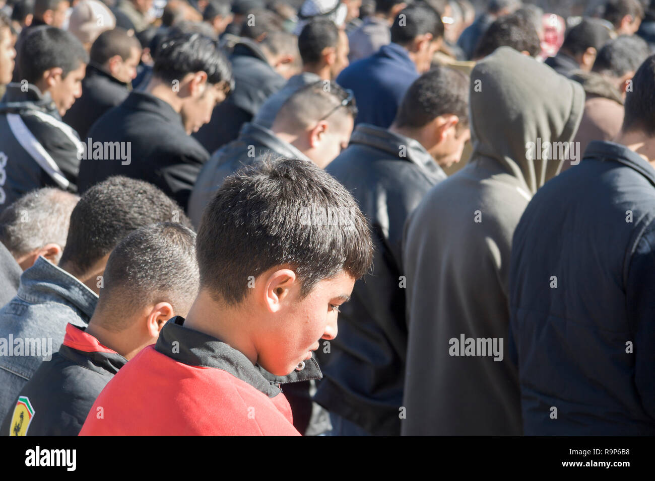 Muslim men praying, Palestine Stock Photo