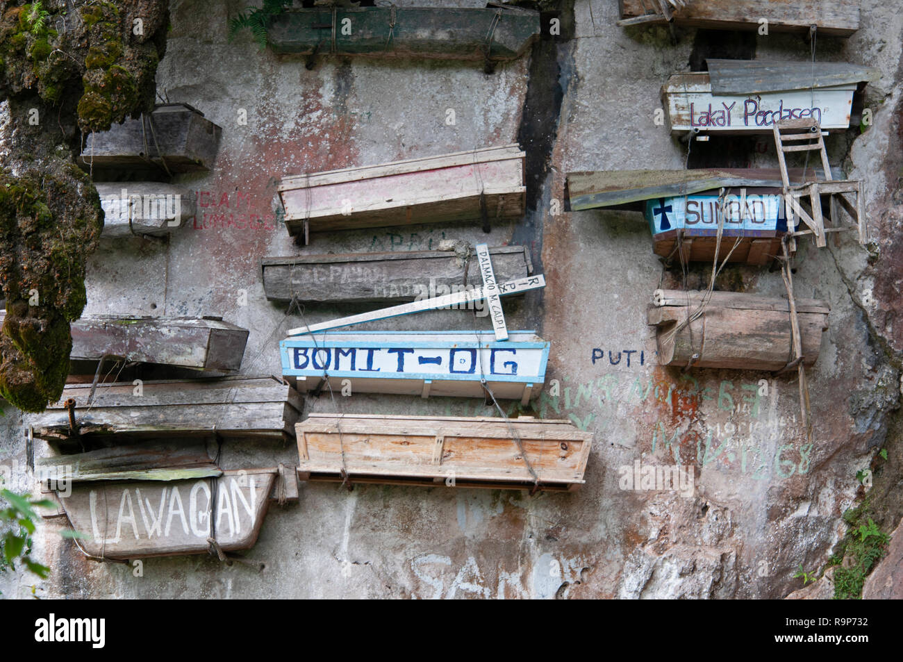 Hanging Coffins of Sagada, Sagada, Mountain Province, Luzon, Philippines, South Asia, Asia Stock Photo