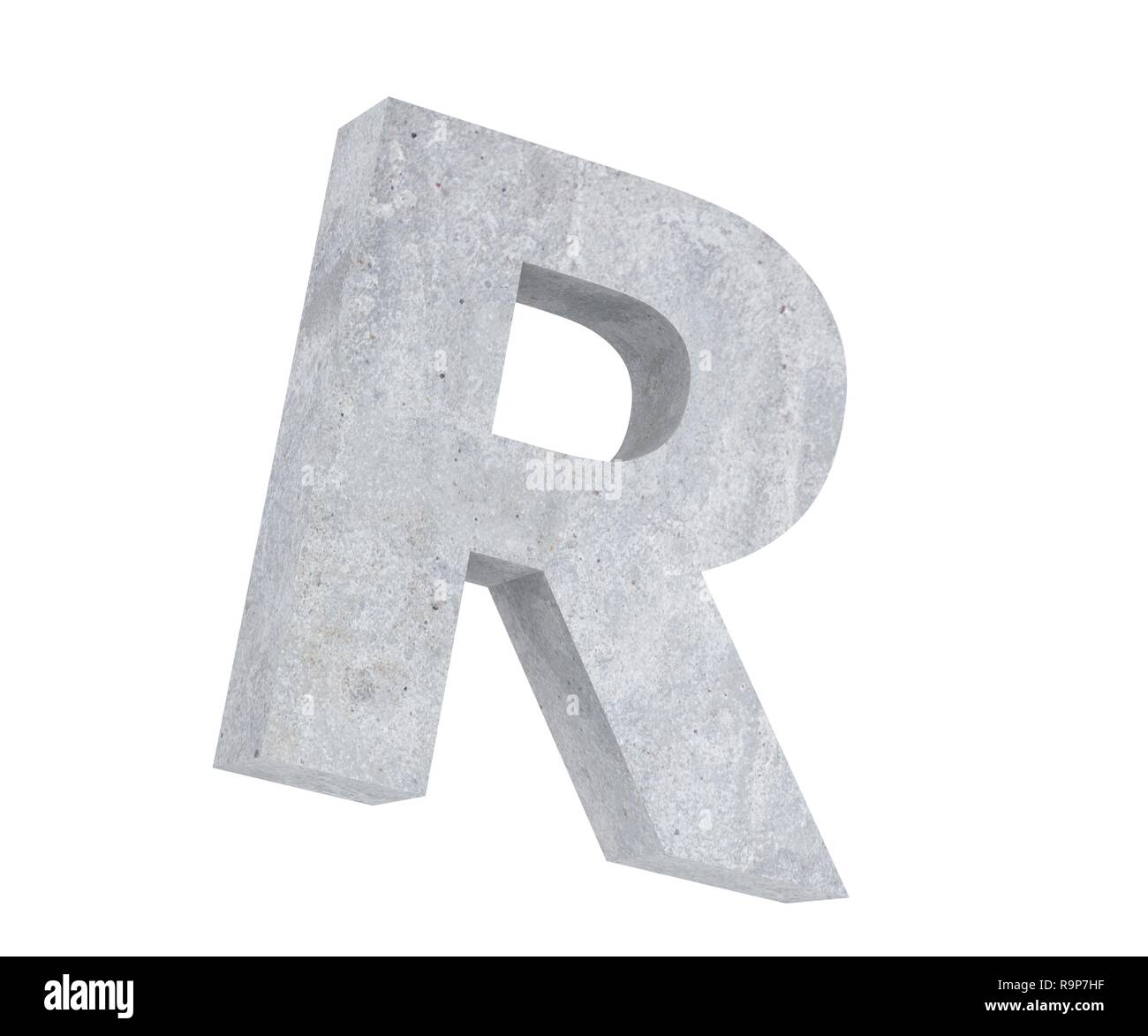 Concrete Capital Letter - R isolated on white background. 3D render ...