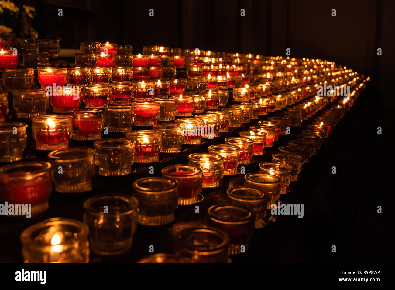Holly Trinity candles, people commemoration Stock Photo