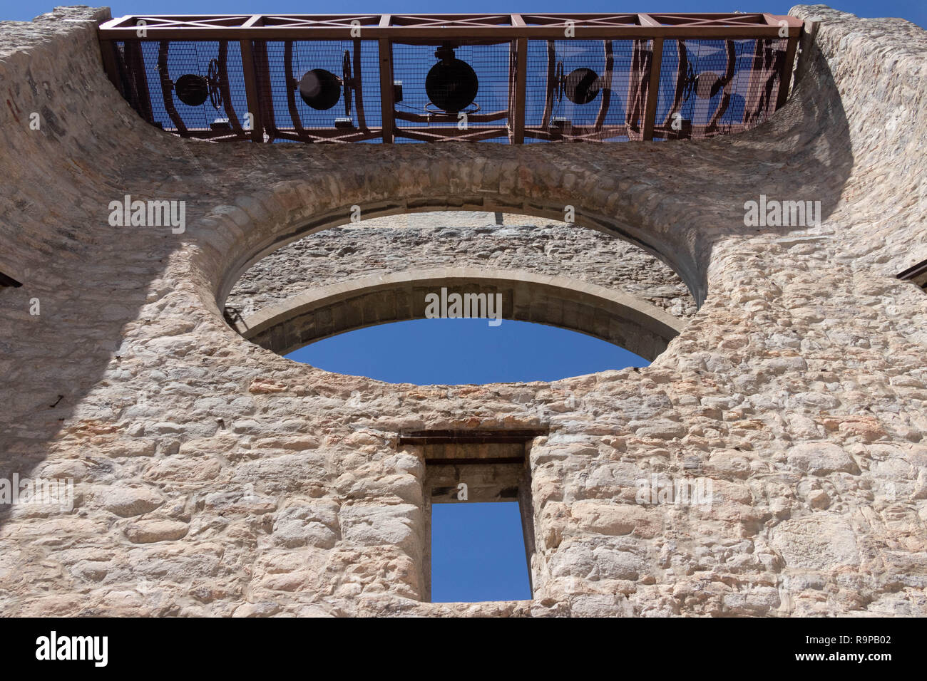 SaintBoniface Cathedral Winnipeg detail view of the bell tower
