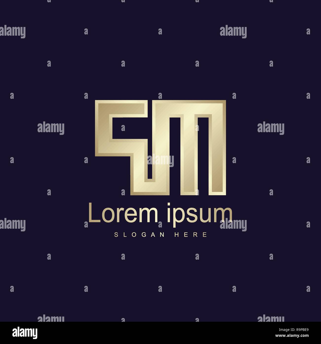 Initial Letter PM Logo Template Vector Design Stock Vector