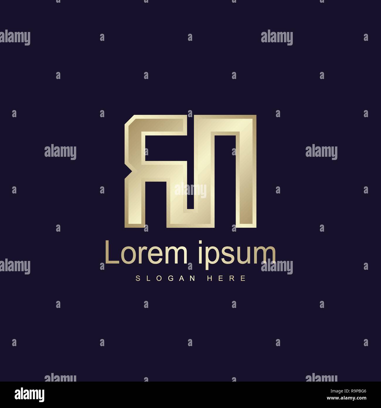 Initial Letter RN Logo Template Vector Design Stock Vector