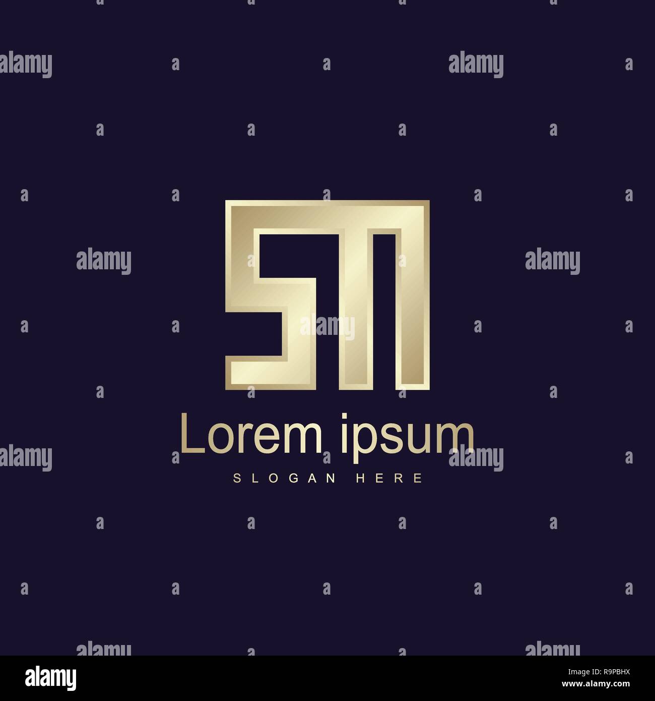 Initial Letter SM Logo Template Vector Design Stock Vector