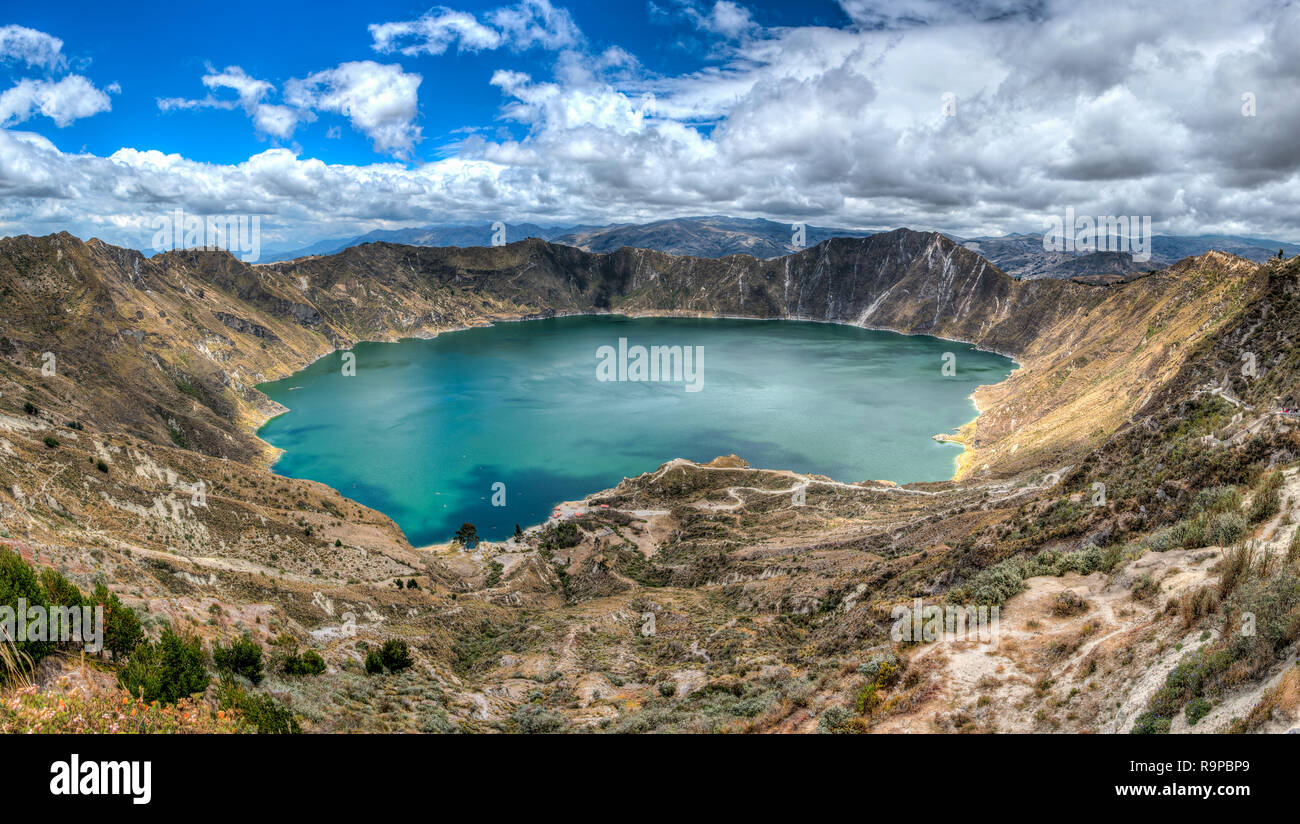 Quilotoa lake in the Ecuador. Stock Photo