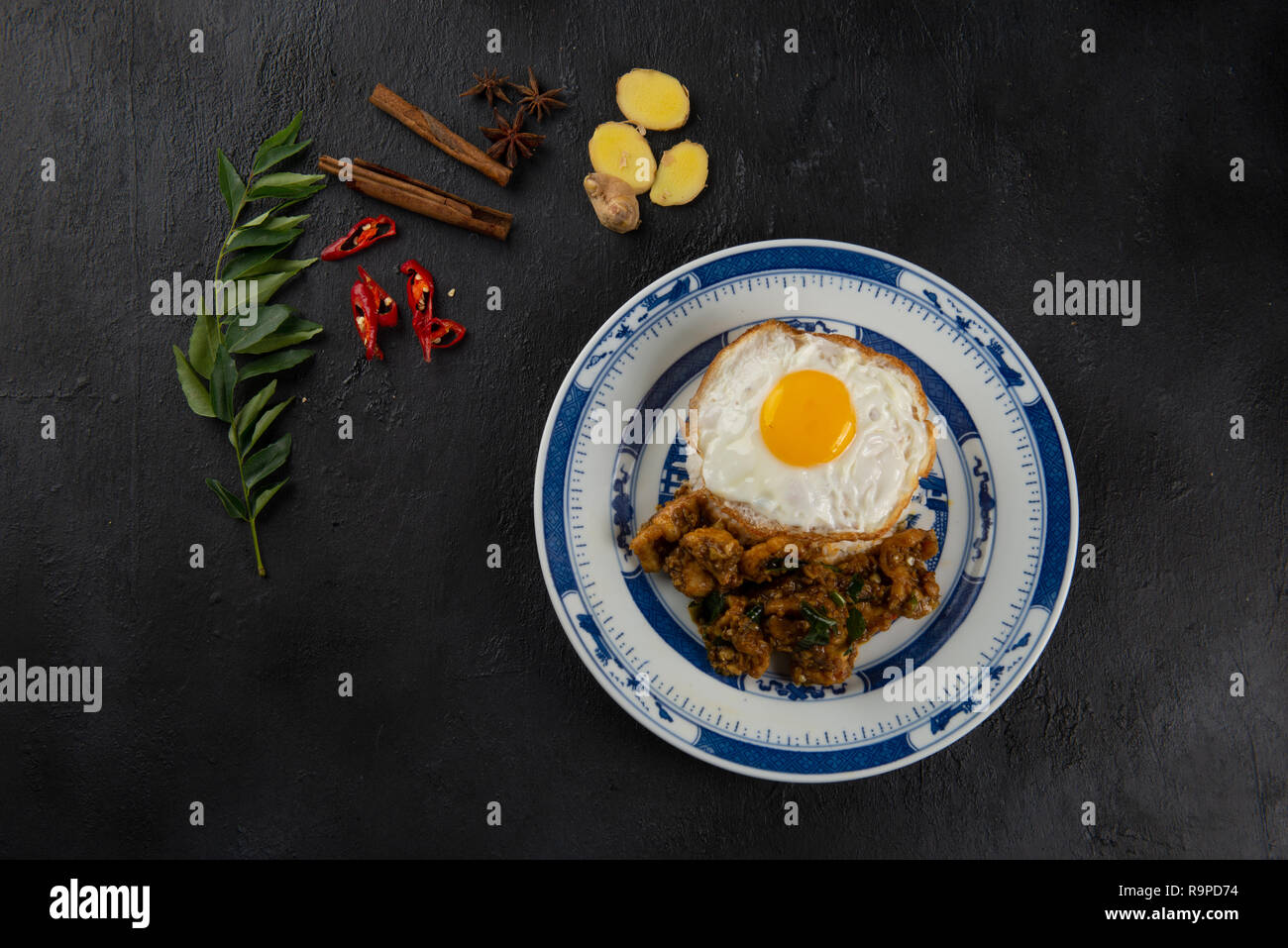 Kam Heong stir fry Chicken rice , malaysian dish Stock Photo - Alamy