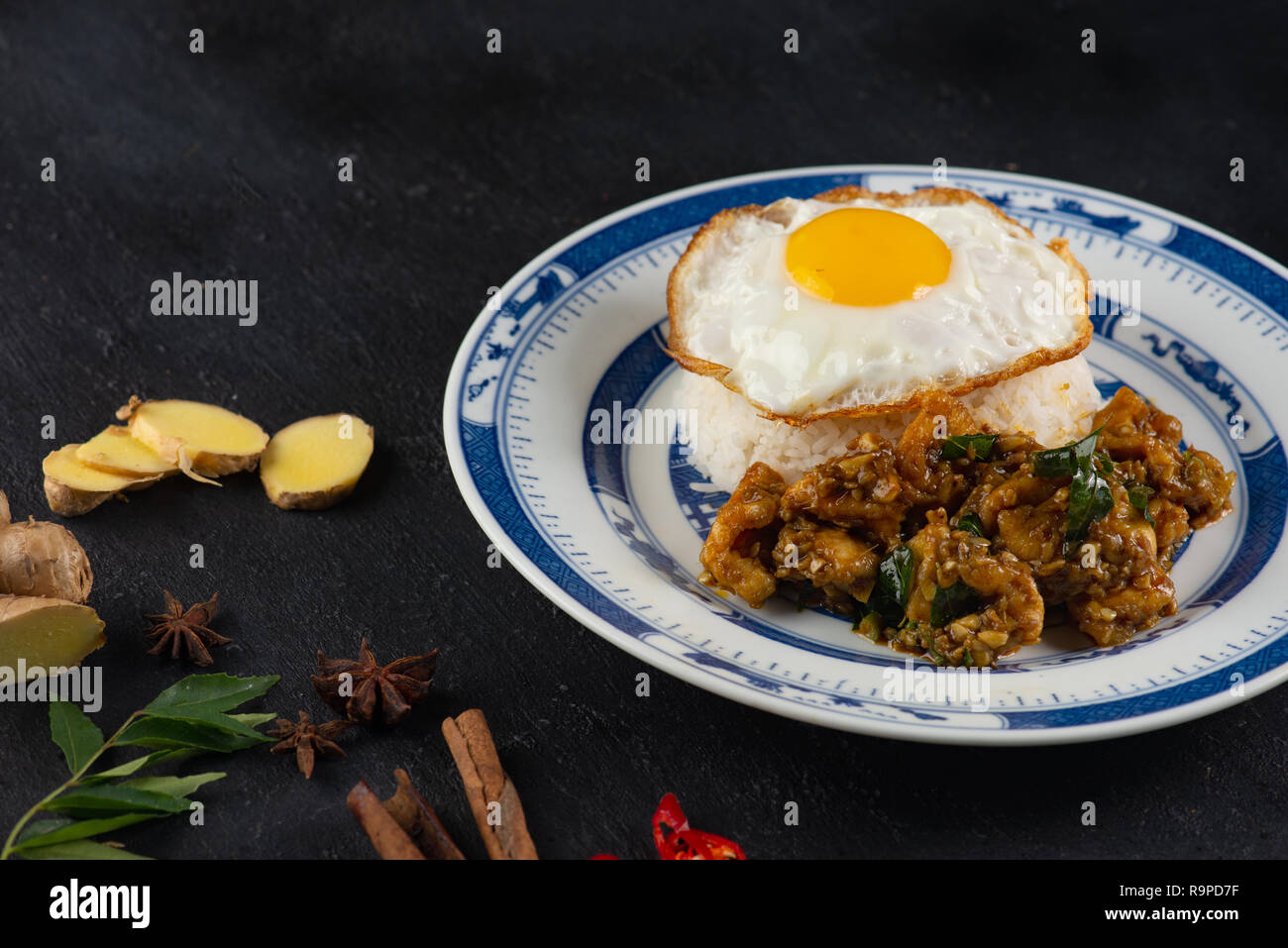 Kam Heong stir fry Chicken rice , malaysian dish Stock Photo - Alamy