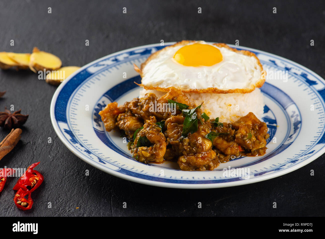 Kam Heong stir fry Chicken rice , malaysian dish Stock Photo - Alamy