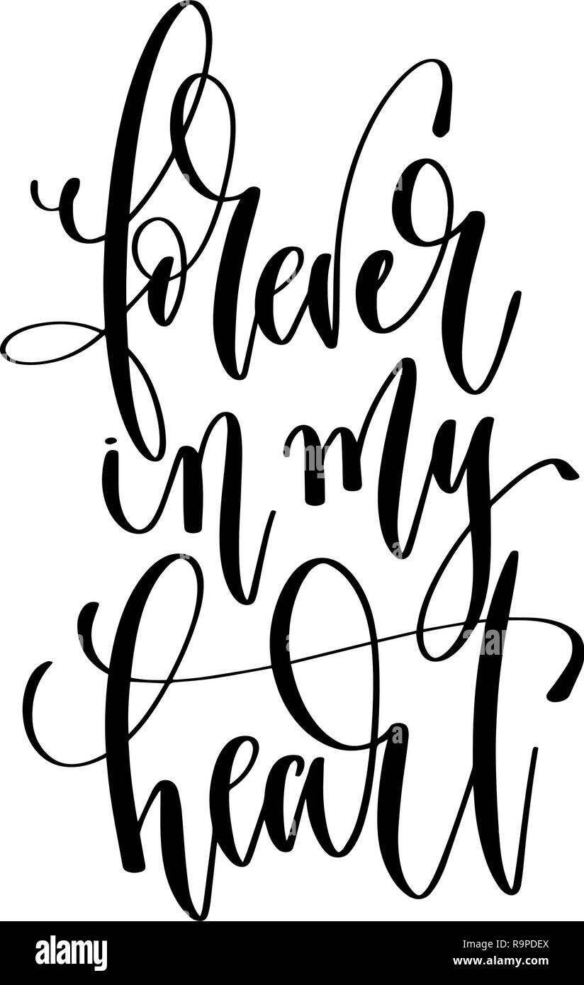 forever in my heart hand lettering inscription text Stock Vector