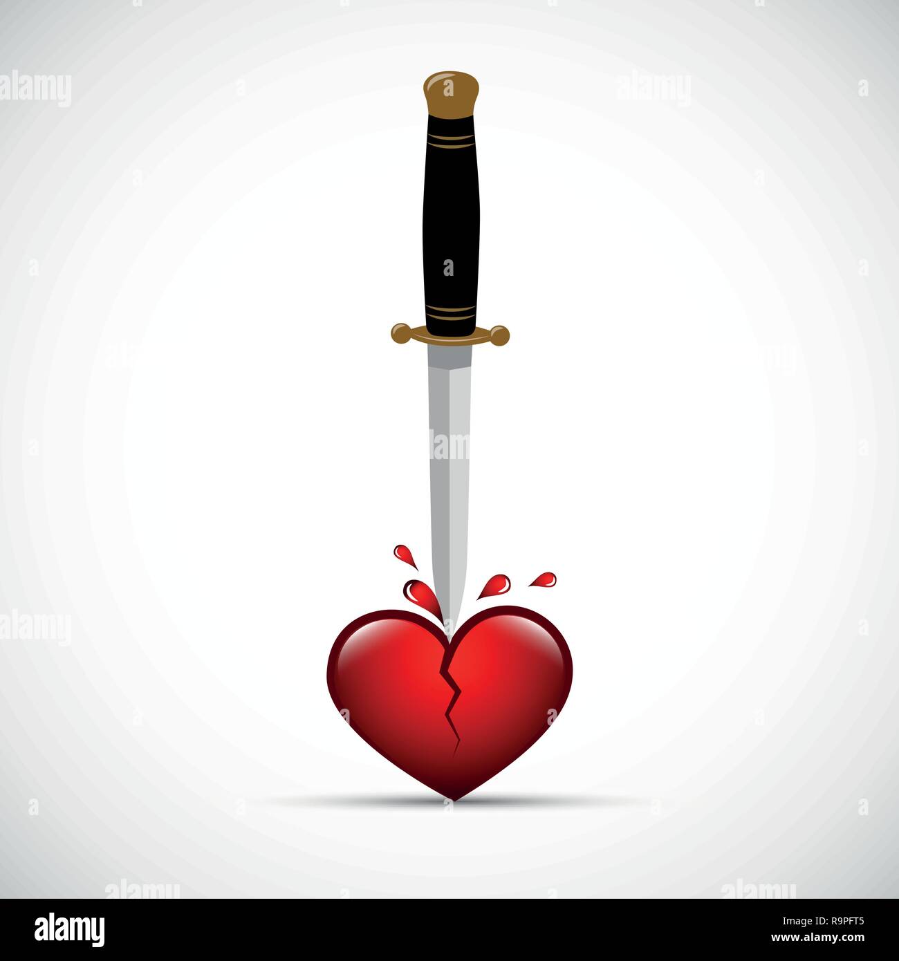 broken bloody heart with dagger vector illustration EPS10 Stock Vector