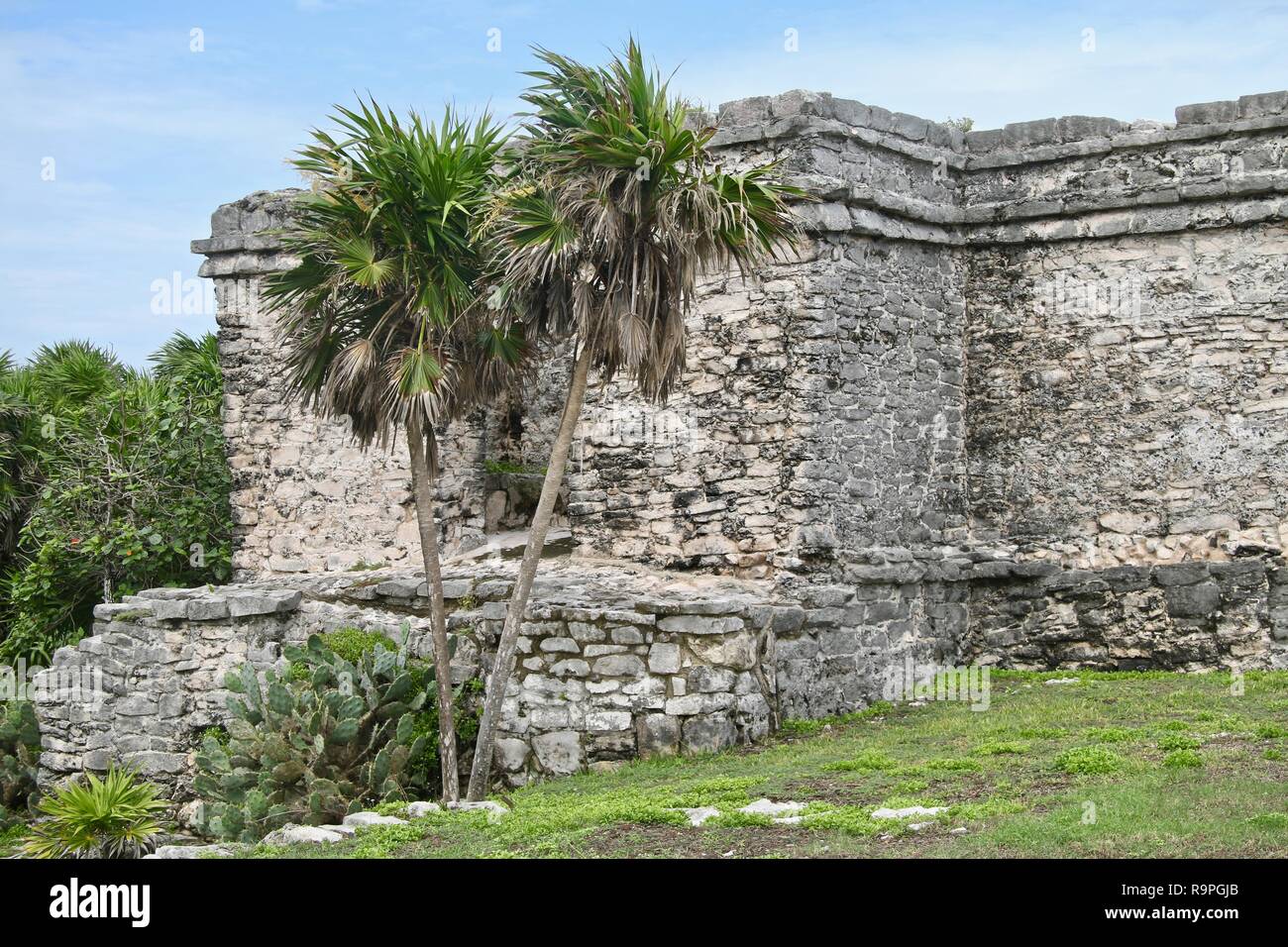 White stone Mayan ruins in Mexico Stock Photo