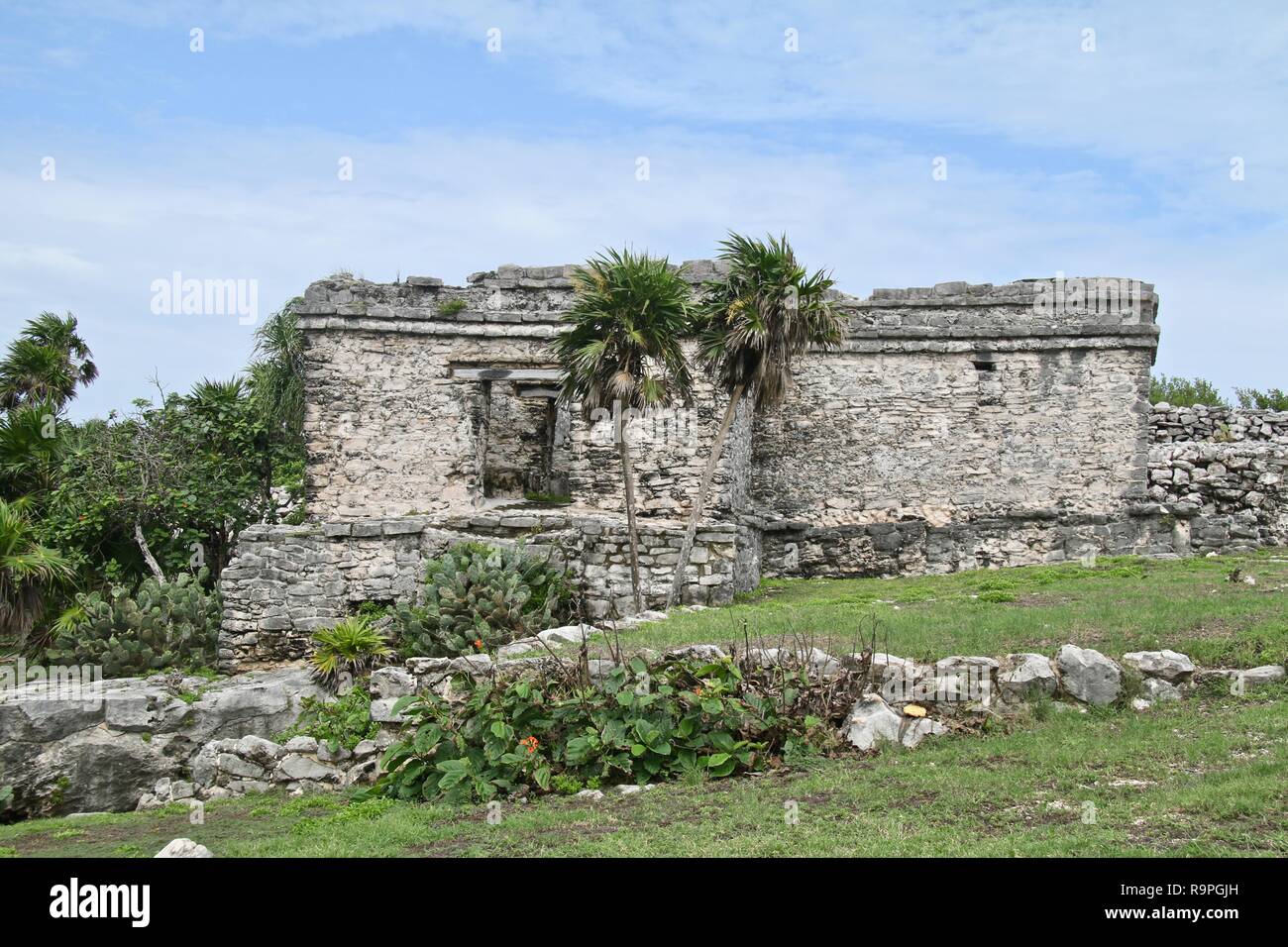 White stone Mayan ruins in Mexico Stock Photo