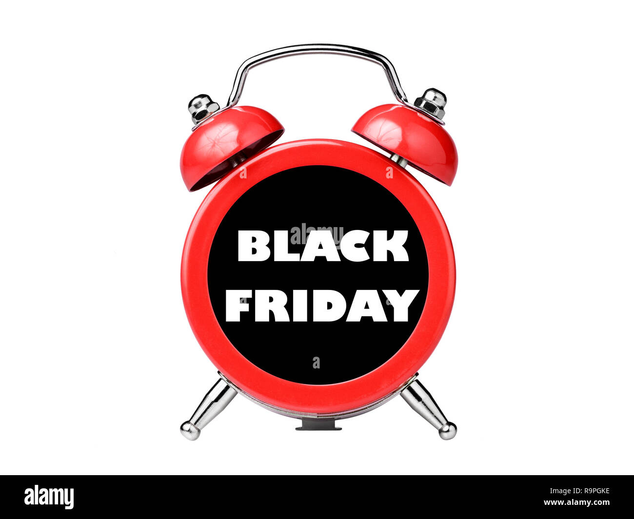 Black friday clock alarm reminder isolated on white Stock Photo Alamy