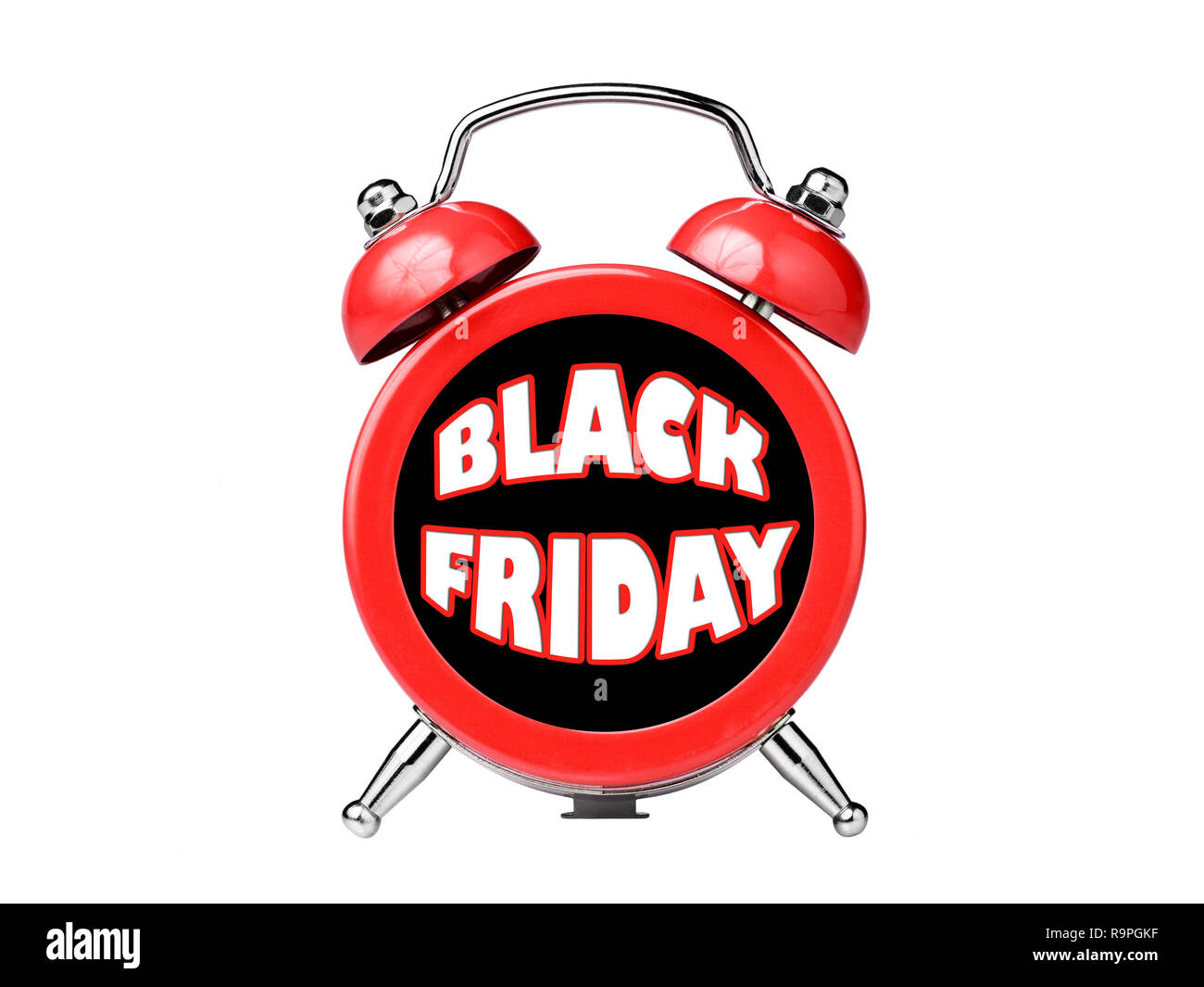 Black friday clock alarm reminder isolated on white Stock Photo Alamy