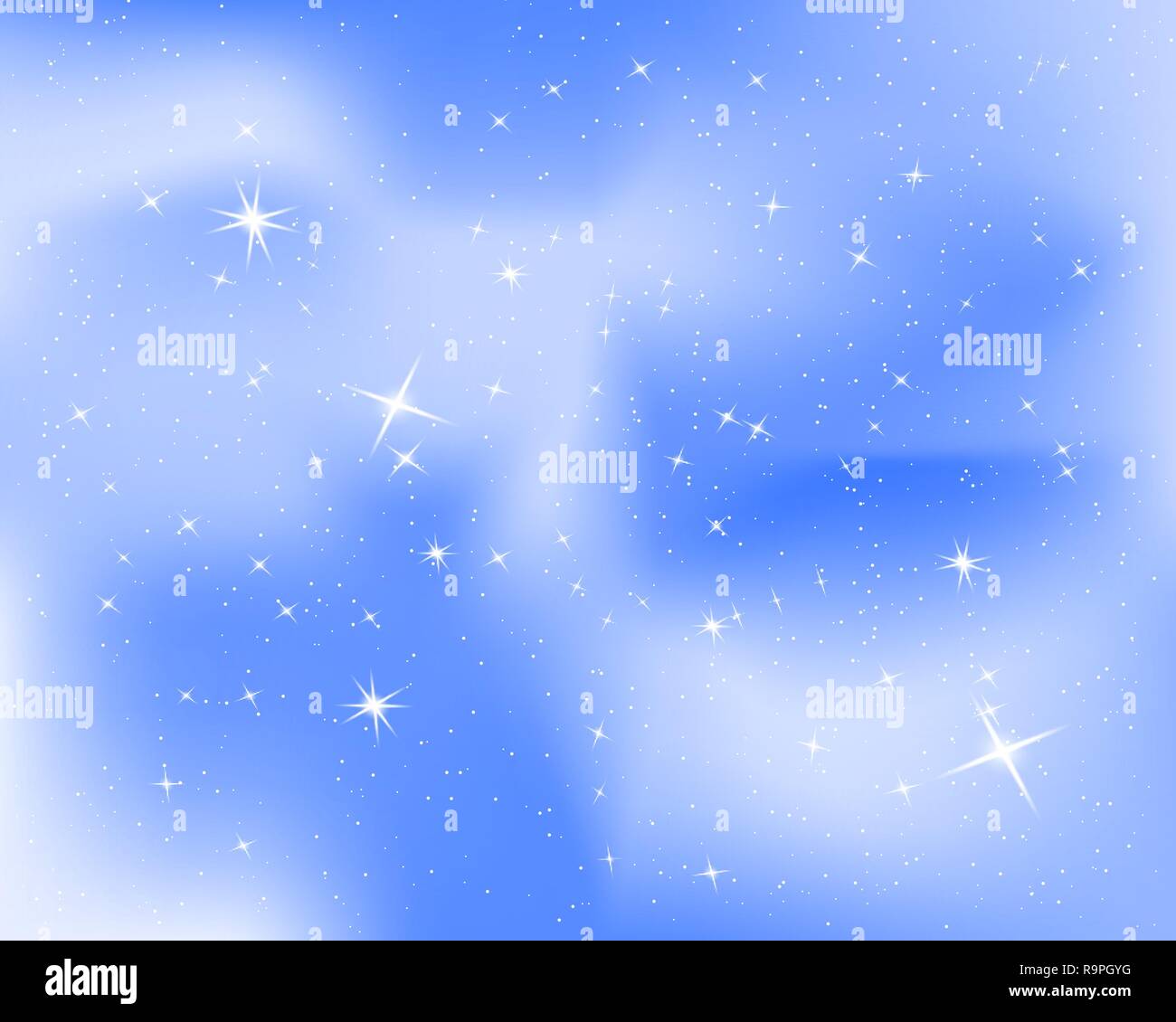 Night Sky With Stars And Clouds Sparkle Starry Blue Background