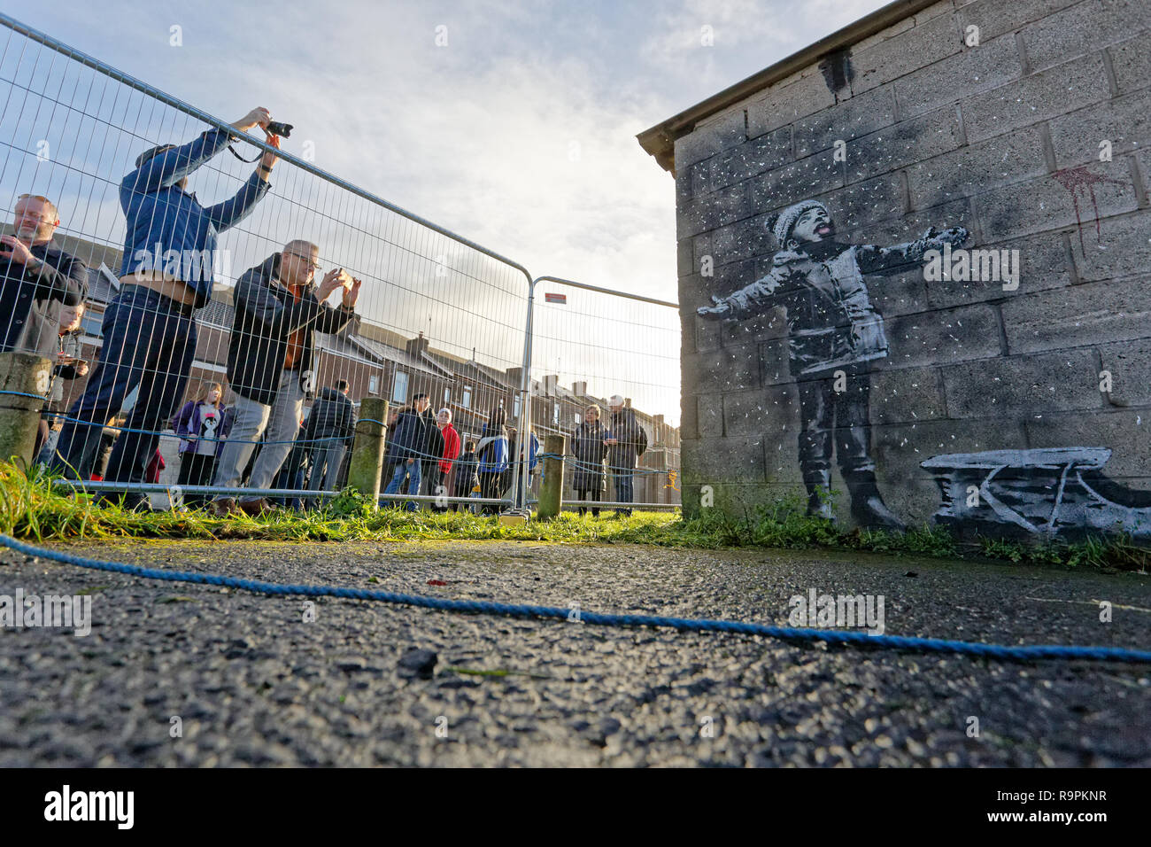 Pictured The Banksy Graffiti On A Garage In Port Talbot Wales