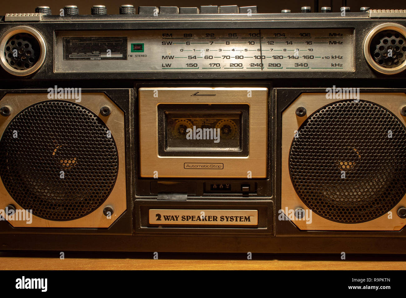 In the 70s and 80s the music was listened to through the cassettes, a  magnetic storage device. The radios were very large, containing two  speakers Stock Photo - Alamy
