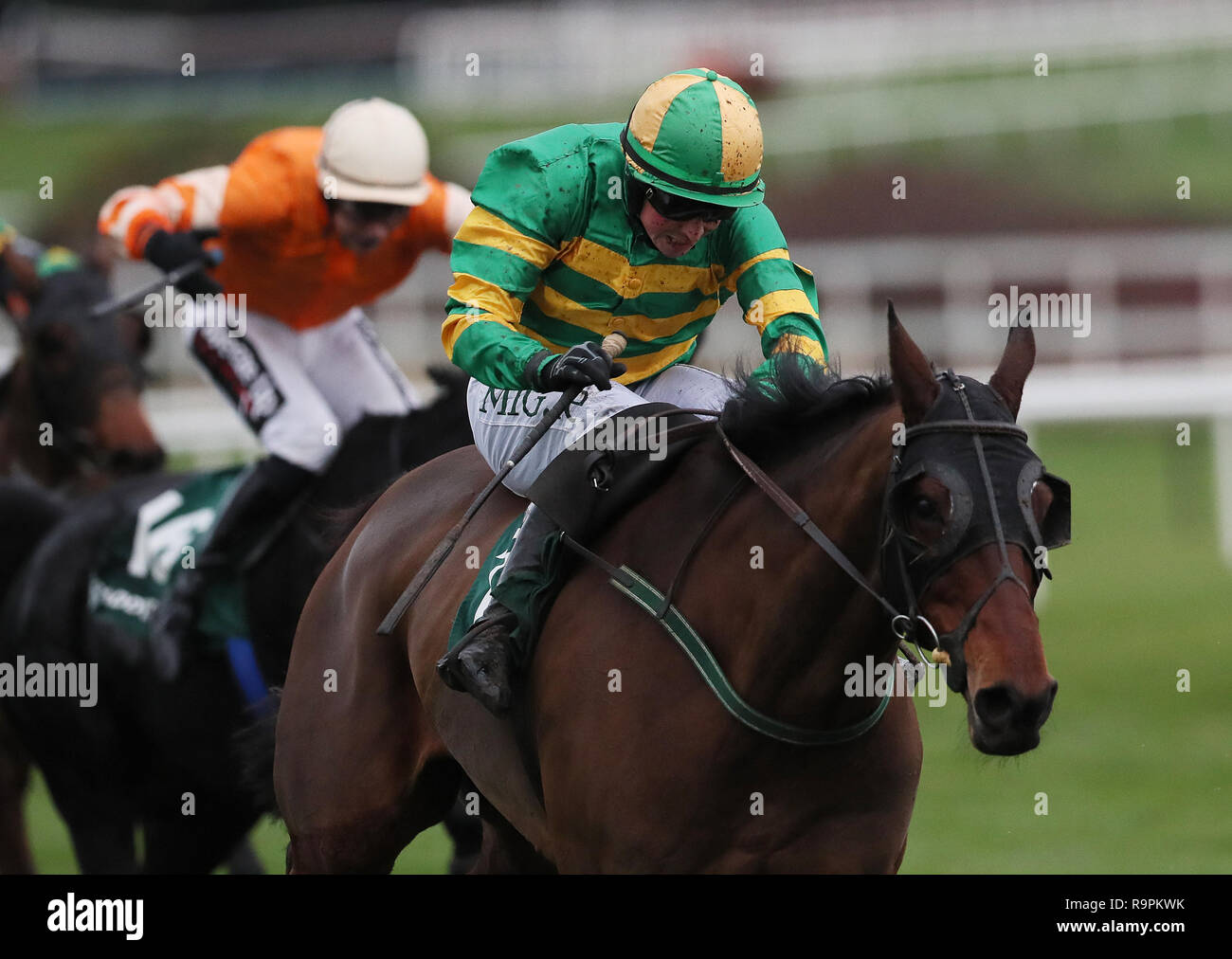 Auvergnat ridden by Donal McInerney races clear of the last on the way to winning the Paddy Power Steeplechase during day two of the Leopardstown Christmas Festival at Leopardstown Racecourse. Stock Photo