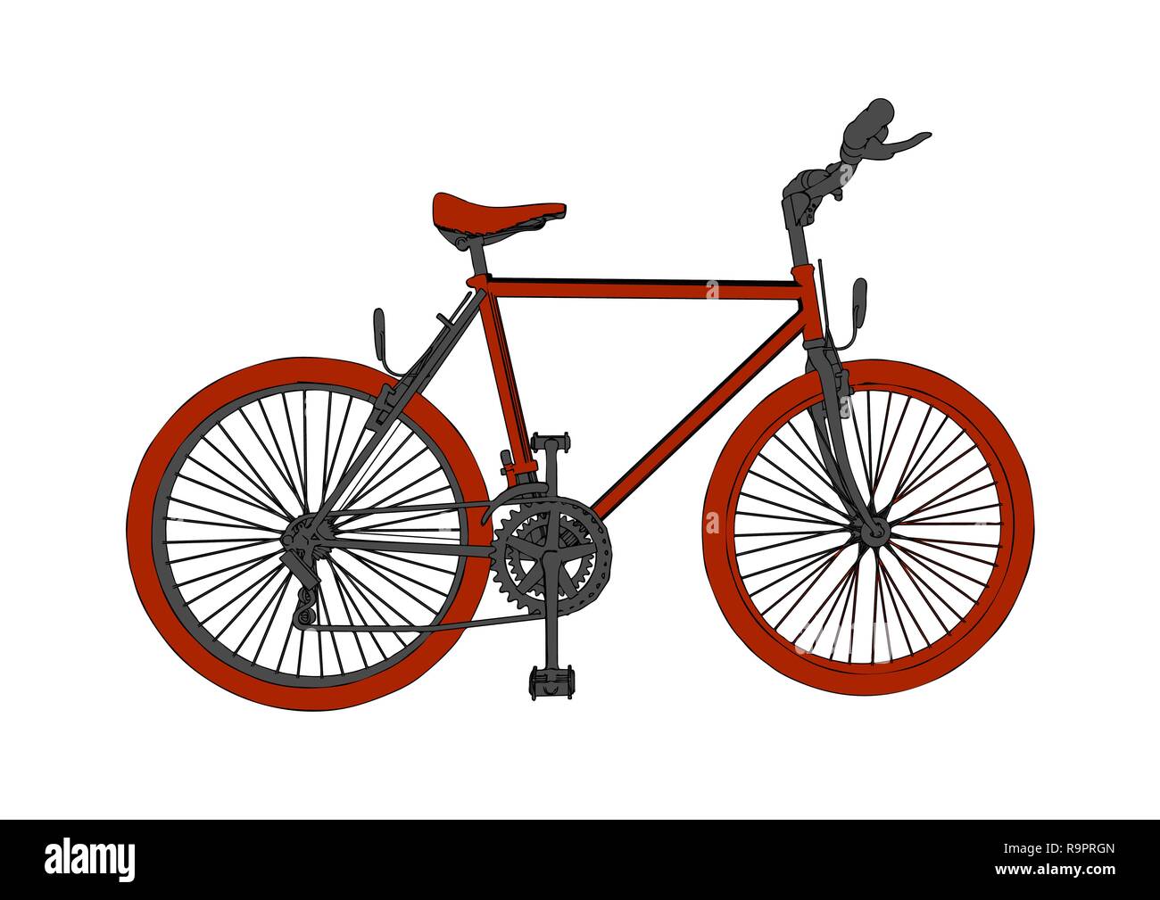Red bicycle isolated on the white background Stock Vector