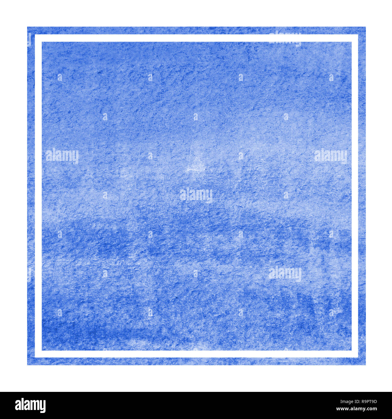 Blue hand drawn watercolor rectangular frame background texture with ...