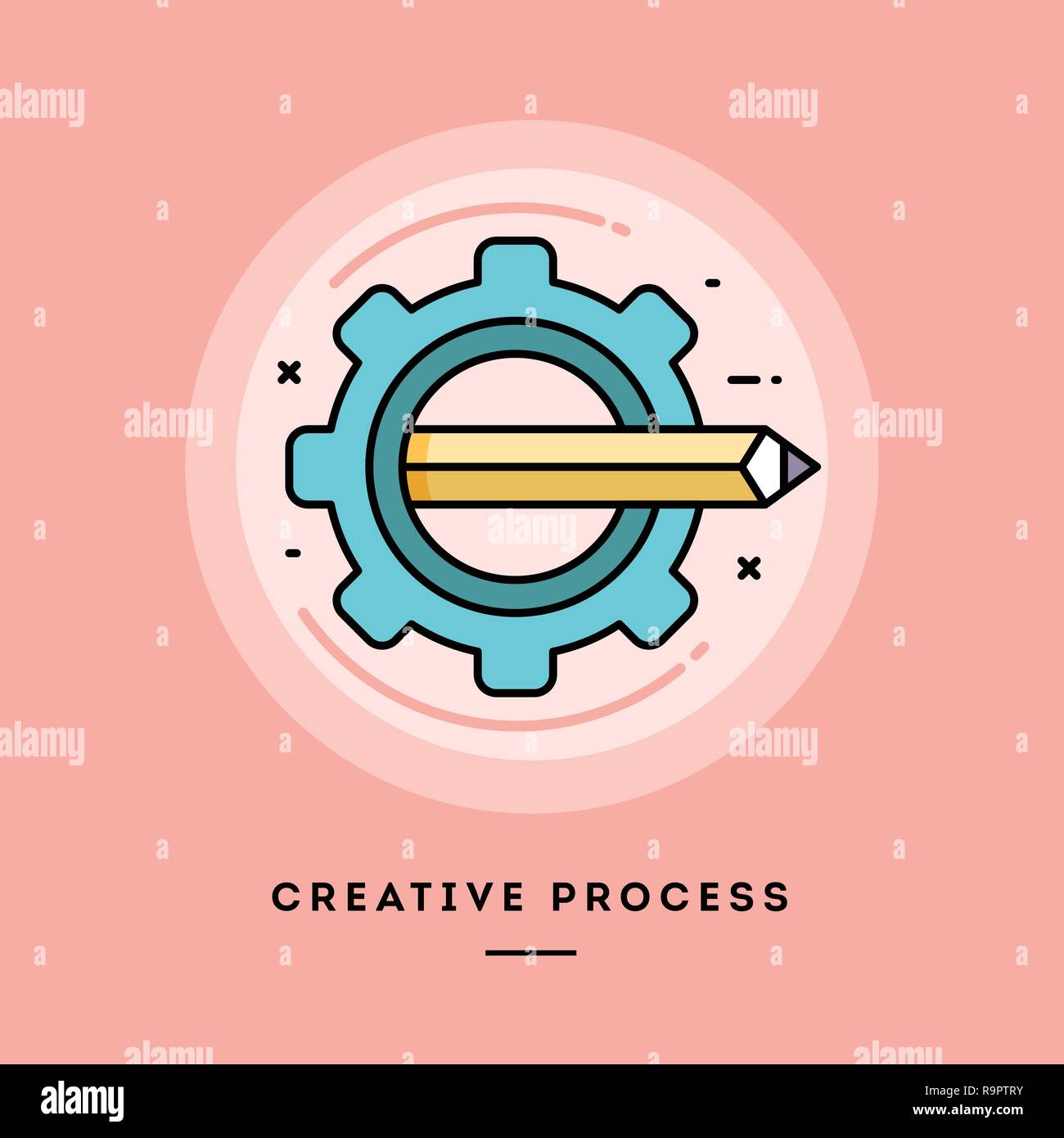 Creative process, flat design thin line banner. Vector illustration ...
