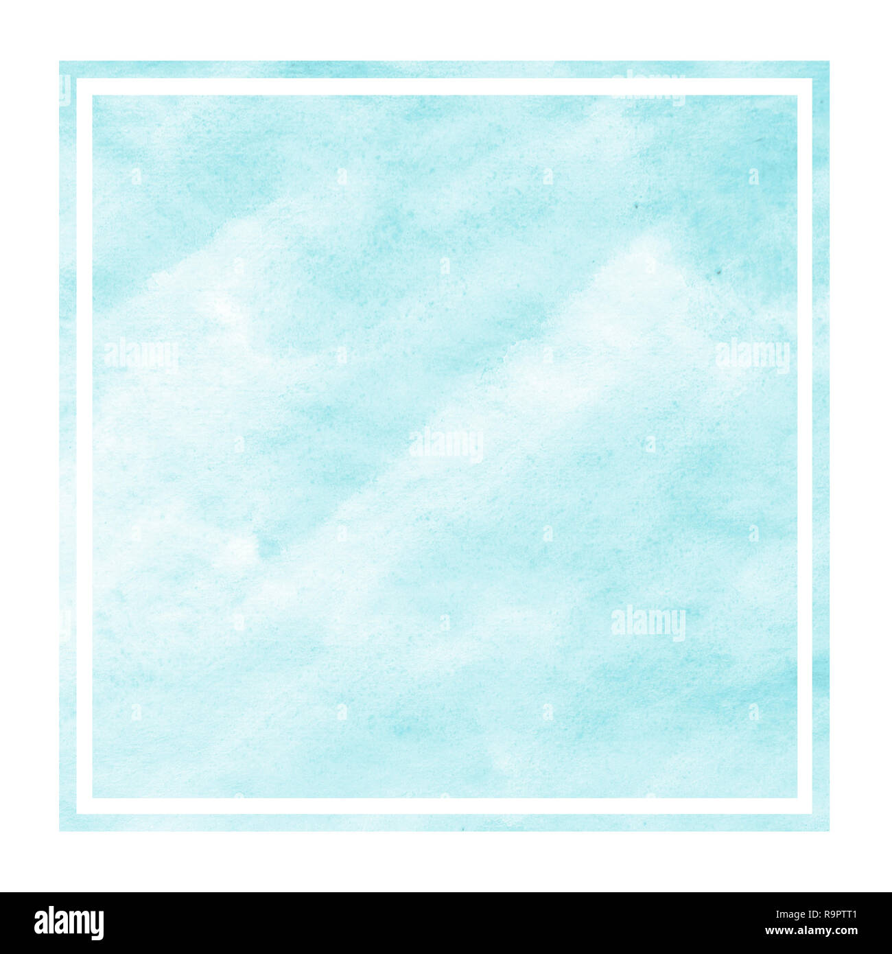 Light blue hand drawn watercolor rectangular frame background texture ...