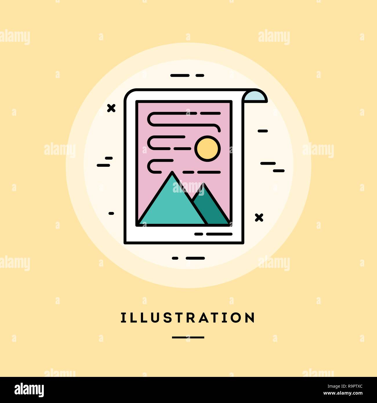 Drawing, flat design thin line banner. Vector illustration Stock Vector ...