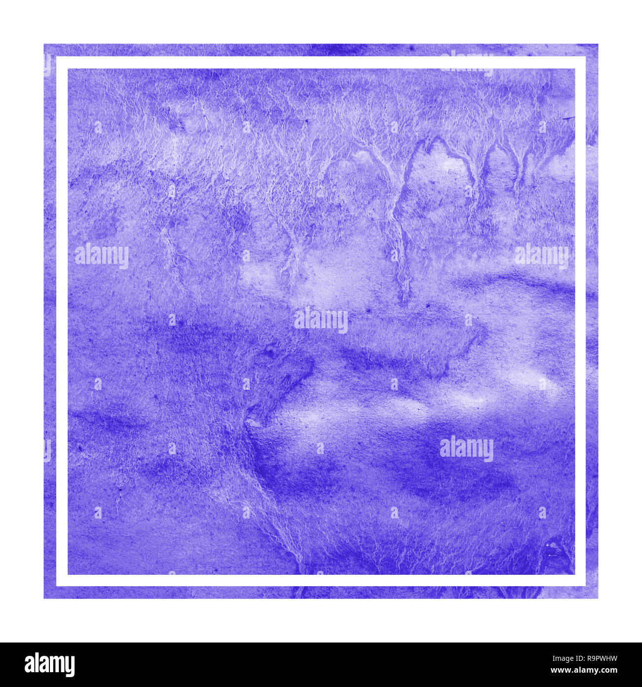 Violet hand drawn watercolor rectangular frame background texture with ...