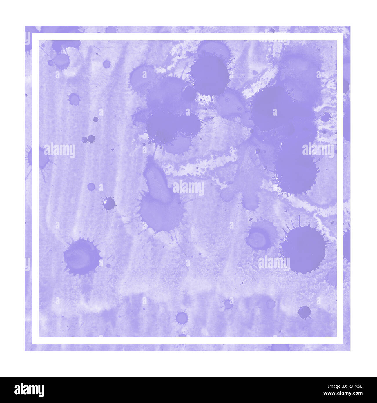 Violet hand drawn watercolor rectangular frame background texture with ...