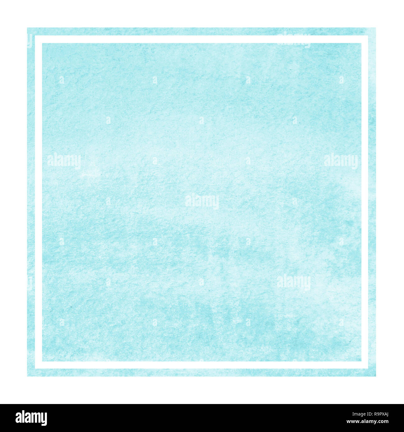Light blue hand drawn watercolor rectangular frame background texture ...
