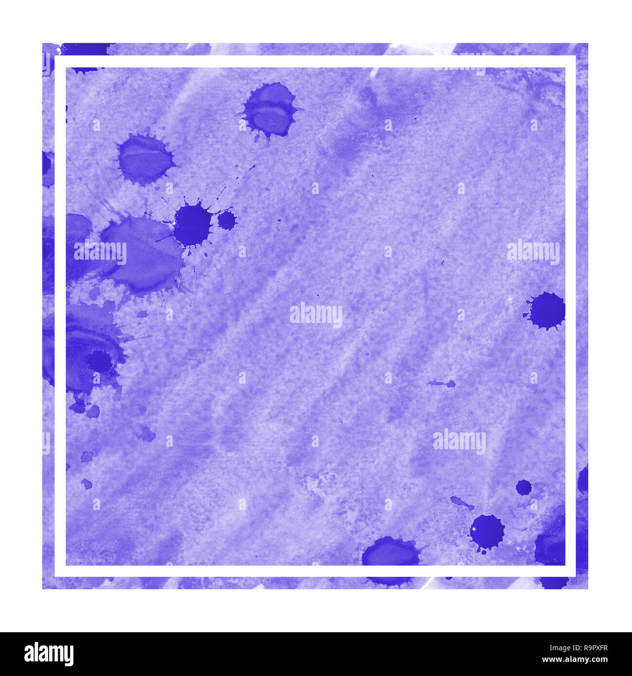 Violet hand drawn watercolor rectangular frame background texture with ...