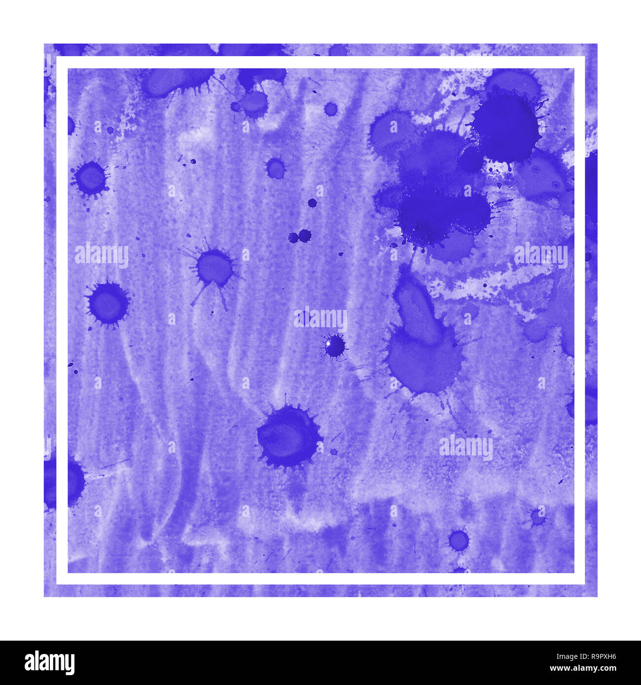 Violet hand drawn watercolor rectangular frame background texture with ...