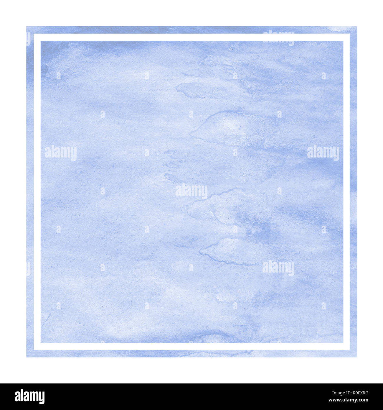 Blue hand drawn watercolor rectangular frame background texture with ...