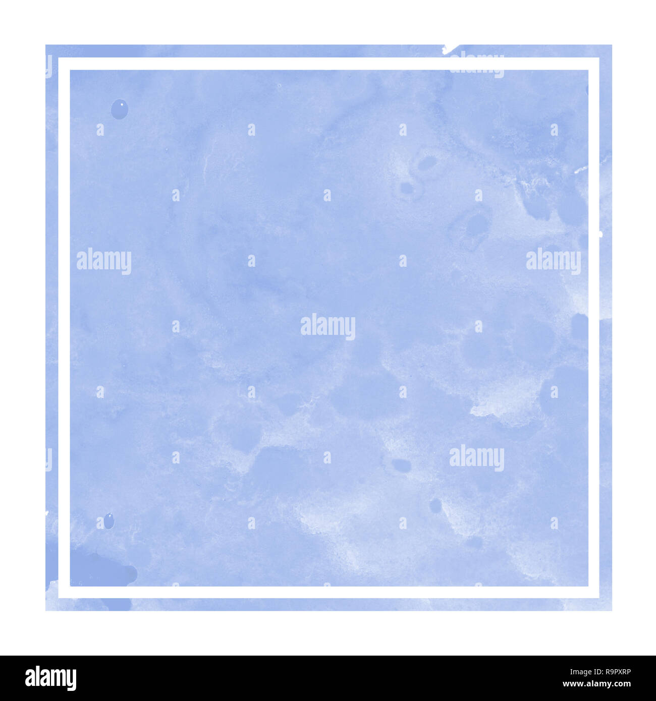 Blue hand drawn watercolor rectangular frame background texture with ...
