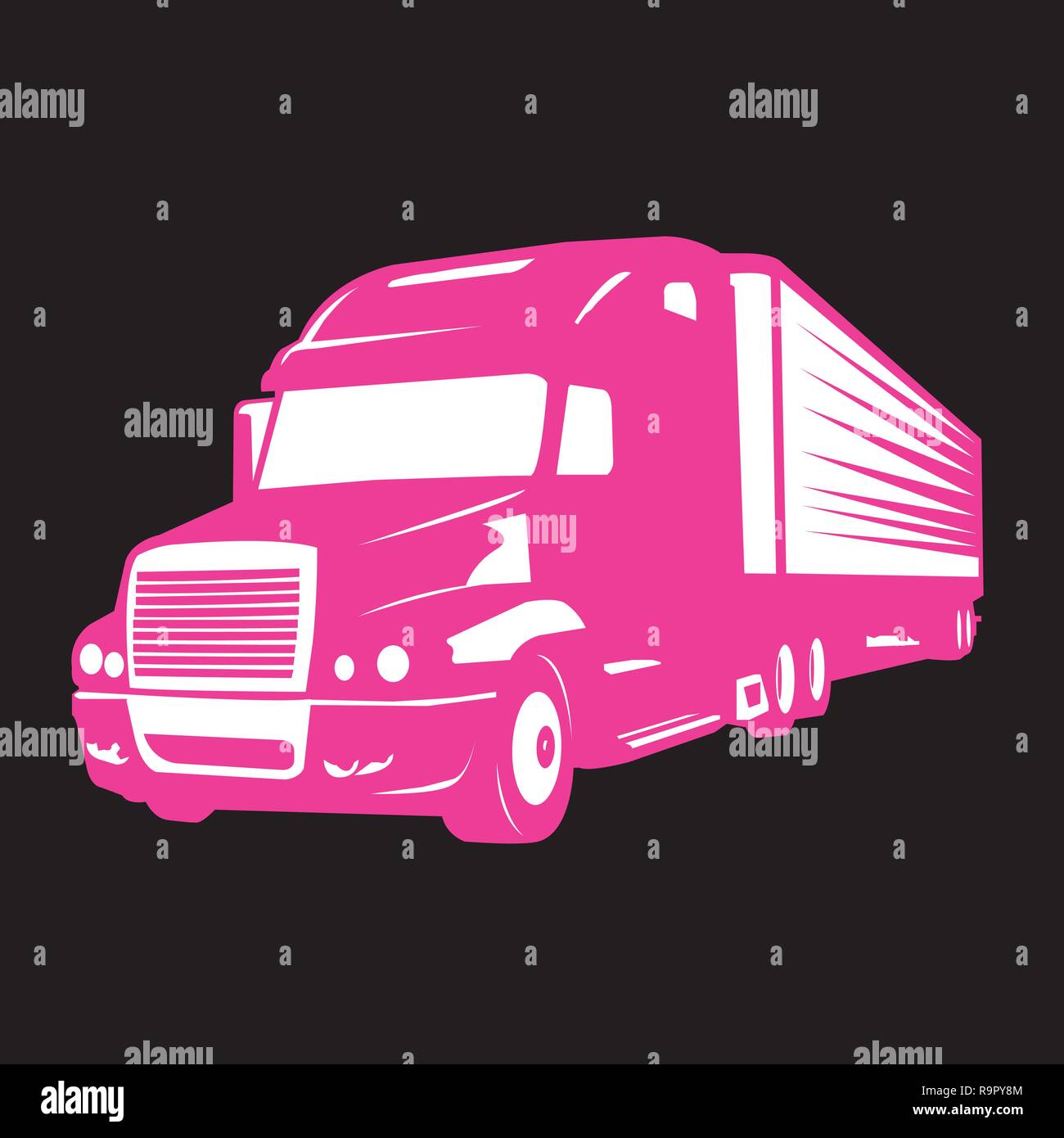 Pink Big Truck Illustration and symbol of women, good for print Stock Vector