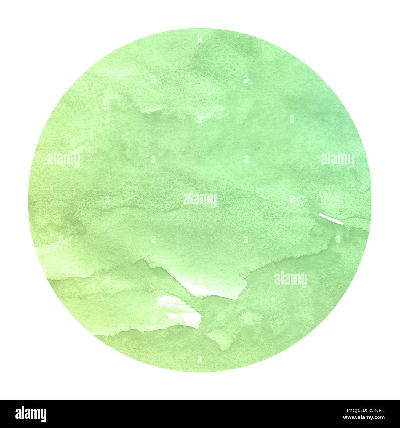 Green Hand Drawn Watercolor Circular Frame Background Texture With Stains Modern Design Element