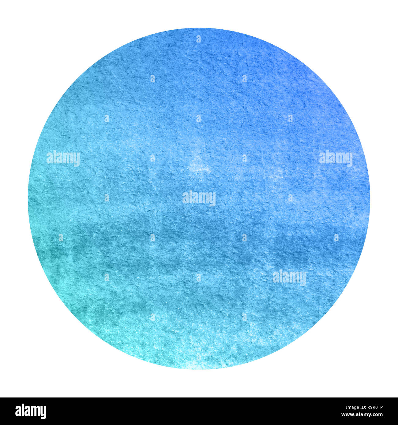 Cold blue hand drawn watercolor circular frame background texture with ...
