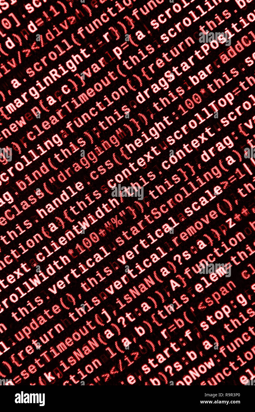 Computer program preview. Programming code typing. Information technology website coding standards for web design Modern tech. CSS, JavaScript and HTM Stock Photo