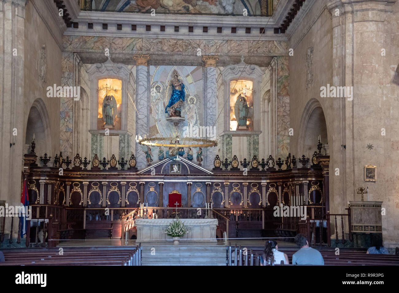 Interior of the Havana Cathedral (Cathedral de San Cristobal) in Plaza de la Catedral on Calle Empedrado in Havana, Cuba. Stock Photo